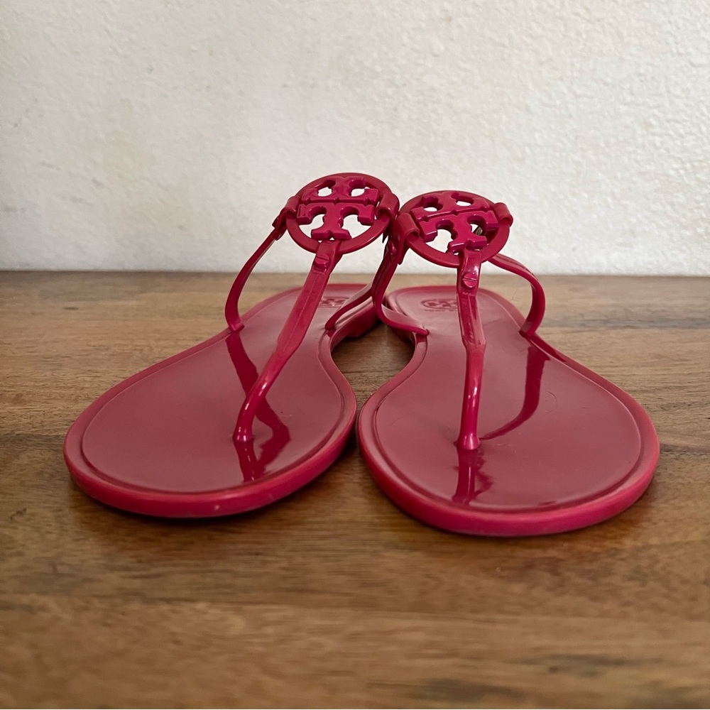 TORY BURCH MINI MILLER JELLY THONG PINK SANDAL SIZE 10 - Picture 3 of 12